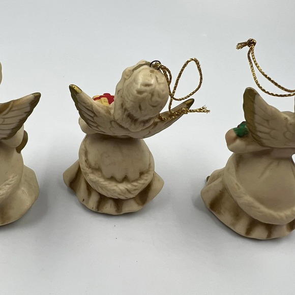 Vintage Lot 3 Christmas Tree Angels Ornaments Ceramic Kitsch - Picture 8 of 11